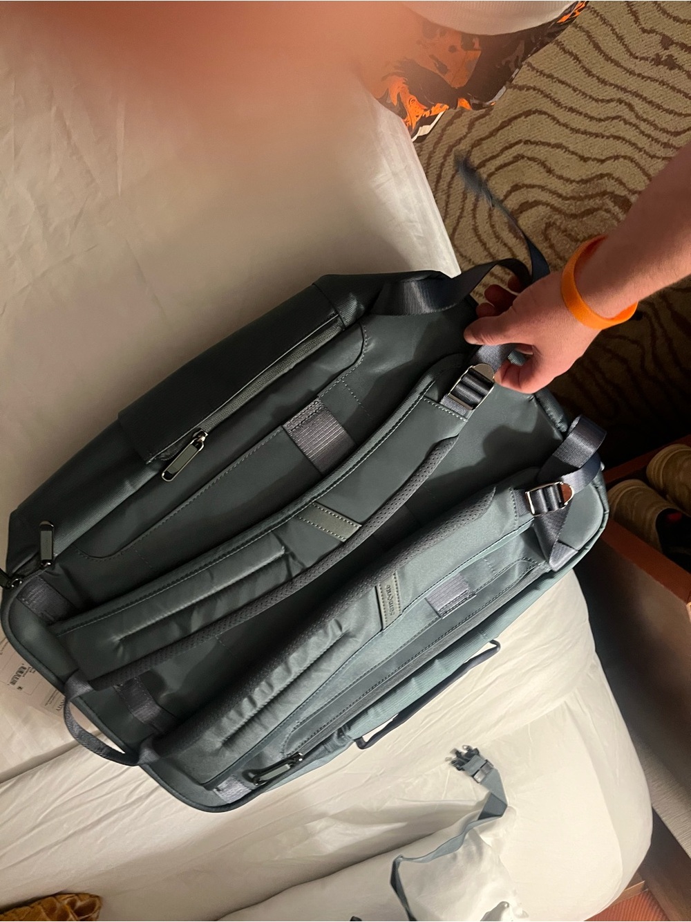 Samsonite Men's Blue-Gray Ribbed Laptop Backpack - Picture 4 of 5